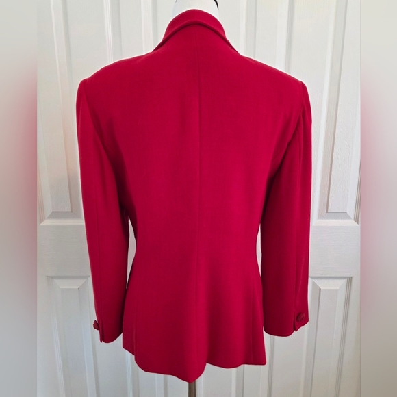 Vintage Genny Made In Italy 100% Wool Red Blazer With Beaded Buttons- SZ 10 - Picture 10 of 16